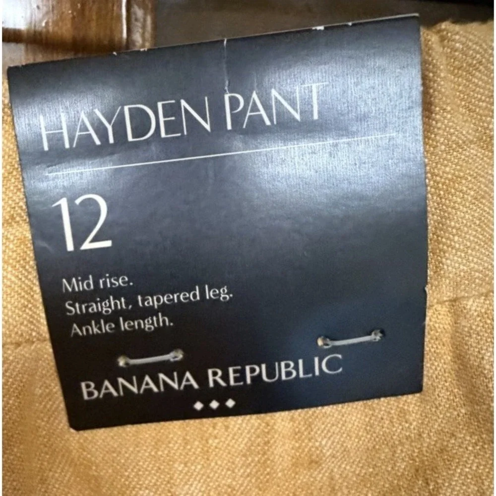 Banana Republic Hayden Pant Linen Blend Tapered Ankle Pants Tan Size 12 NWT